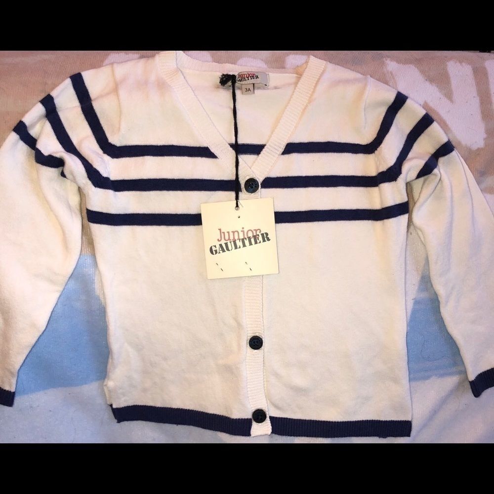 NWT Junior Gaultier Kids Size 3A V-Neck Sweater